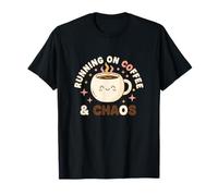 Maglietta Funny Mom Life Running on Coffee And Chaos Maglietta