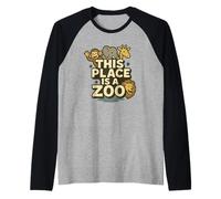 Maglietta Funny This Place Is A Zoo Humor Maglia con Maniche Raglan
