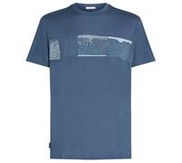 Maglietta funzionale da uomo Icebreaker Men Merino 150 Tech Lite SS Tee Elevation Line Taglia: L / Colore: blu