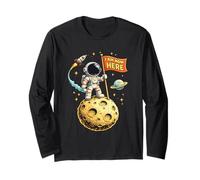Maglietta Galaxy Moon Spaces Science Geeks I'm Now Here Maglia a Manica