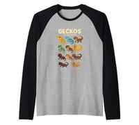 Maglietta Geckos of The World Rettili Lucertole Design Maglia con Maniche Raglan