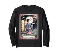 Maglietta giapponese Cherry Blossom V2 The Justice Tarot Card Maglia a Manica