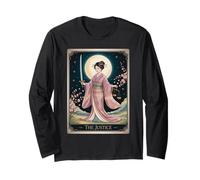 Maglietta giapponese Cherry Blossom V3 The Justice Tarot Card Maglia a Manica