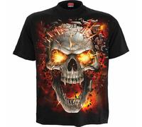 Maglietta Goth Spiral Direct Skull Blast Skeleton Explosion Fire Flame T152M101