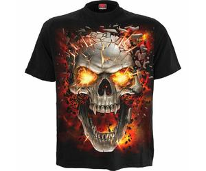 Maglietta Goth Spiral Direct Skull Blast Skeleton Explosion Fire Flame T152M101