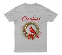 Maglietta grafica Buon Natale Cardinal Wreath Holidays da uomo donna