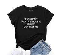 Maglietta grafica con slogan "SE NON VUOI UNA RISPOSTA SARCASTICA NON CHIEDERMI", magliette grafiche da donna L,M,S,XLsloganTessuto