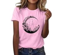 Maglietta grafica da donna, a maniche corte, con stampa a cuore, per San Valentino, da donna, Colore: rosa., XL