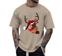 Maglietta grafica da uomo con motivo gallo per l'estate, sport all'aria aperta, comoda, look quotidiano, a maniche corte, per il tempo libero, cachi, S