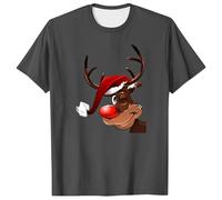 Maglietta grafica da uomo con motivo gallo per l'estate, sport all'aria aperta, comoda, look quotidiano, a maniche corte, per il tempo libero, grigio scuro, 3XL