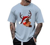 Maglietta grafica da uomo con motivo gallo per l'estate, sport all'aria aperta, comoda, look quotidiano, a maniche corte, per il tempo libero, Azzurro, XL