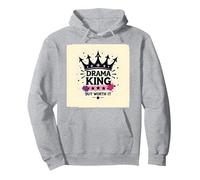 Maglietta Grafica Drama King But Worth It Crown Felpa con Cappuccio, Unisex per Adulti, Grigio Melange, S