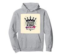 Maglietta Grafica Drama King But Worth It Crown Felpa con Cappuccio, Unisex per Adulti, Grigio Melange, L