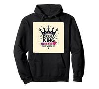 Maglietta Grafica Drama King But Worth It Crown Felpa con Cappuccio, Unisex per Adulti, Nero, S