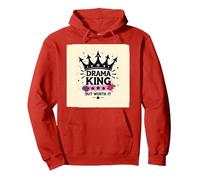 Maglietta Grafica Drama King But Worth It Crown Felpa con Cappuccio, Unisex per Adulti, Rosso, L