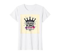 Maglietta Grafica Drama King But Worth It Crown Maglietta, Donna, Bianco, S