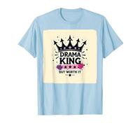 Maglietta Grafica Drama King But Worth It Crown Maglietta, Uomo, Celeste, L