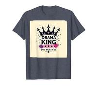 Maglietta Grafica Drama King But Worth It Crown Maglietta, Uomo, Pervinca, L