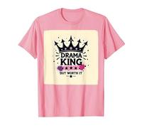 Maglietta Grafica Drama King But Worth It Crown Maglietta, Uomo, Rosa, S