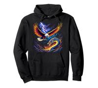 Maglietta Grafica Eagle vs Dragon The Ultimate Battle Felpa con Cappuccio