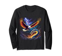 Maglietta Grafica Eagle vs Dragon The Ultimate Battle Maglia a Manica