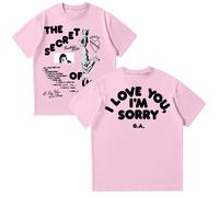 Maglietta grafica Gracie Abrams The Secret of Us, maglietta a maniche corte stampata in tinta unita, rosa, S