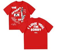 Maglietta grafica Gracie Abrams The Secret of Us, maglietta a maniche corte stampata in tinta unita, Rosso, 3XL