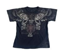 Maglietta grafica grunge per le donne Y2k Vintage Gothic T Shirt Teen Girls Estetica Emo Baggy Top 2000s Abbigliamento alternativo, Teschio Grigio Scuro-28, L