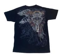 Maglietta grafica grunge per le donne Y2k Vintage Gothic T Shirt Teen Girls Estetica Emo Baggy Top 2000s Abbigliamento alternativo, Cross Wing Nero-17, L
