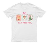 Maglietta grafica Jolly Vibes Only Christmas Renneer Babbo Natale Tree...