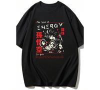 Maglietta grafica K-Pop e anime per donna e uomo, Kpop, T-shirt uomo, maglietta a maniche corte con stampa in kanji giapponese dello spirito dell'energia di Goku, stile anime estivo unisex, abbigliame