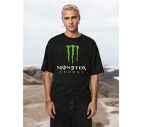 Maglietta grafica Monster Energy Tessuto traspirante Morbido al tatto Vestibilità classica Streetwear Morbido essenziale per tutti i giorni T-shirt da uomo in cotone alla moda con stampa fronte-retro,