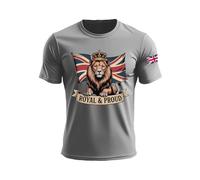 Maglietta grafica patriottica britannica Jack Print casual a maniche corte per uno stile confortevole e alla moda, grigio, 4XL