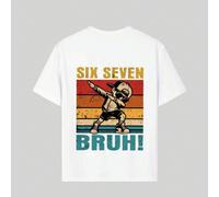 Maglietta grafica per ragazzo "Six Seven Bruh" con stampa della posa di dab dance, adatta per feste, strada, eventi, abbigliamento estivo per ragazzi 6Y,7Y,8Y,9Y,10Y,14Y,11Y,12Y,13YFumetto,Geometrico,