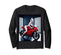Maglietta Grafica Ragazza Sexy - Ragazza bionda Sexy e Bici da Strada Rossa Maglia a Manica