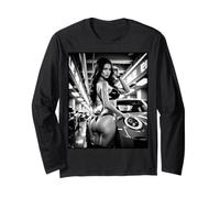 Maglietta grafica ragazza sexy - Sexy Bikini Girl & Auto esotica in bianco e nero Maglia a Manica
