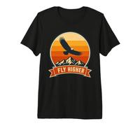 Maglietta Grafica retrò con Aquila Soaring Eagle Sunset Mountain Nature Maglietta Premium