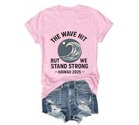 Maglietta Hawaii Tsunami 2025 Survived Hawaii Shirt The Wave Hit But We Stand Strong T-Shirt, Rosa-1, 3XL