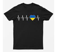 Maglietta Heartbeat Ukraine Flag Support Peace Love Stand With Ukrainians...