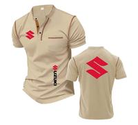 Maglietta Henley da Uomo Stampata Abbigliamento per Tuta su.ZU.K.I Polo Comode con Colletto Alto Manica Corta Asciugatura Rapida Mezza Manica-KQS||s