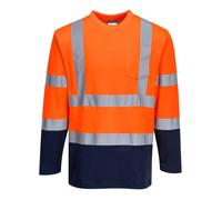Maglietta Hi-Vis Portwest S280 Cotone Maniche Lunghe Sicurezza Lavoro Contrasto