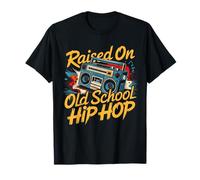 Maglietta hip hop con graffiti e scritta "Raised On Old School", da uomo e da donna Maglietta