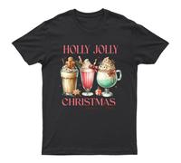 Maglietta Holly Jolly Christmas Coffee Unisex Regalo Retrò Stagionale...