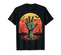 Maglietta Horror di Halloween con Mano Zombie retrò Tramonto Maglietta