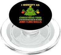 Maglietta I Identify As A Christmas Tree Lit On The Outside PopSockets PopGrip per MagSafe