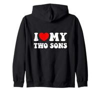 Maglietta "I love my two sons", madre e padre di 2 figli Felpa con Cappuccio