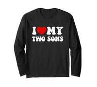 Maglietta "I love my two sons", madre e padre di 2 figli Maglia a Manica
