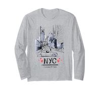 Maglietta I Love New York City Manhattan I Red Heart Love NYC Maglia a Manica