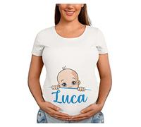 Maglietta Ideale per Il Premaman PERSONALIZZA col Nome del Tuo Bimbo O della Tua Bimba Idea Regalo Nascita