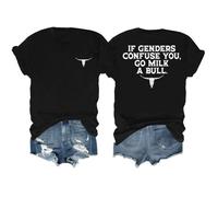 Maglietta If Genders Confuse You Go Milk A Bull, Nero , L